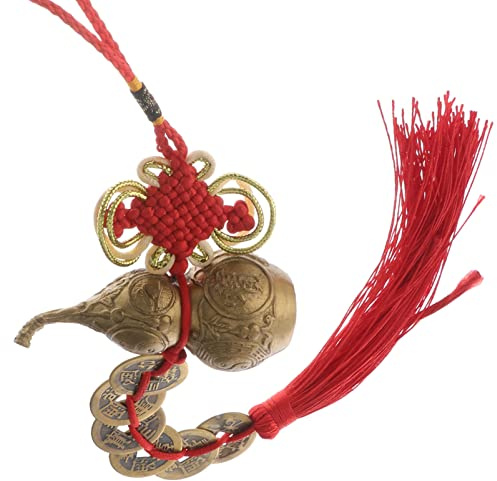 NUOBESTY Copper Coin Gourd Pendant for Feng Shui Decor Decorative Gourd Adornment Auspicious Six Emperor Coins Unique Home and Office Accent