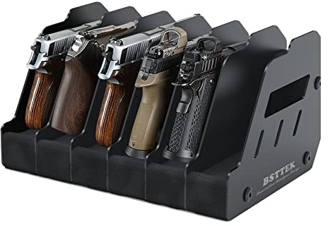 BSTTEK Foam Pistol Rack for Gun Safe | Gun Cabinet Accessories | Storage Organizer Revolver Firearm Handgun Rack Stand Display Holder Fits 6 of Pistols