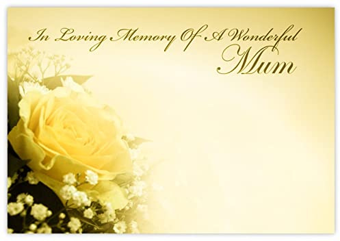 celloexpress In Loving Memory Mum (Yellow Rose) Flower Message Cards - 60mm x 90mm - Bereavement Florist Card Sympathy Condolences Notes (Pack of 10)