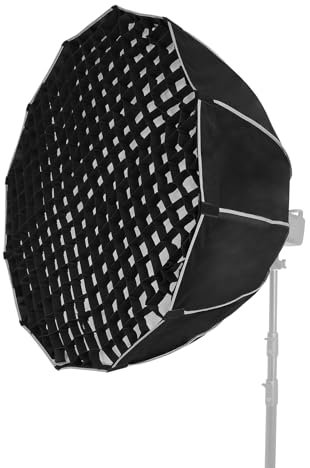 Andoer Softbox Fotografico Softbox Parabolico Pieghevole Da 120 Cm/47 Pollici Con Supporto Bowen E Griglia A Nido D'Ape Per Fotografia In Studio Ritratto Streaming Live