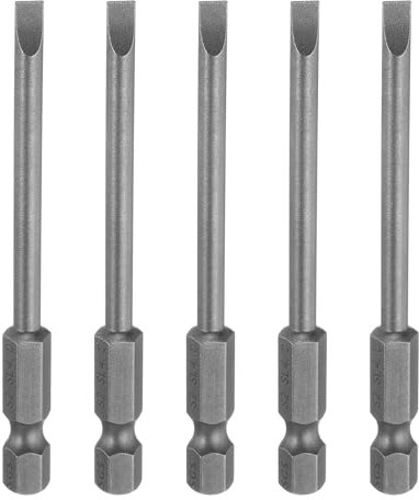 sourcing map 5pcs SL4 Magnetic Slotted Screwdriver Bits 4mm S2 Steel Flat Head Screwdriver Bit 1/4 Hex Shank Industrial Grade Screw Driver Drill Bits 3 Long for Remove Fastening Screws