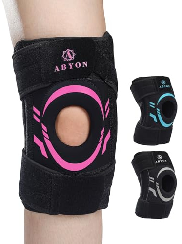 ABYON Rodillera Hombre Mujer – Órtesis de Rodilla Ajustable para Menisco, Artrosis, ACL MCL – Soporte Rotuliano de Neopreno con Estabilizadores Laterales para Alivio del Dolor y Recuperación