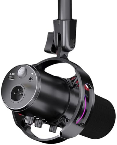 casstaly Microfono dinamico XLR Connect 48V Scheda audio Registrazione Douring e Canto Attrezzature USB Gioco per Computer Microfono Live