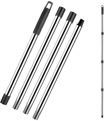 txuzong Manico Scopa Telescopico in Acciaio Inossidabile 40-147cm | Bastone Regolabile per Pulizia con Maniglia PP | Adatto per Pavimenti, Vetri e Lavaggio Auto | Casa, Hotel, Autolavaggio