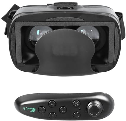 Lazmin112 Auriculares de Realidad con Correa Ajustables, Protección Ocular Inmersiva, Gafas 3D VR para Reproducir Películas de Juegos 3D, Auriculares VR con Control Remoto