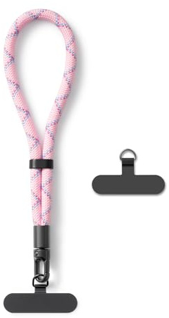 AOKSUNOVA Kort Telefonsnöre, Universellt Justerbart Armband för Mobil, Rosa Rutmönster