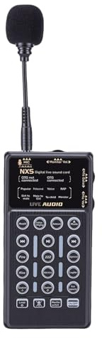 VBESTLIFE Changeur de Voix Portable, Carte Son Bluetooth avec 8 Effets Vocaux et 6 Modes de Réverbération, Lumière RVB, Réduction du Bruit pour Tablette de Téléphone PC