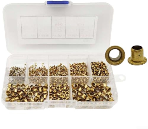 GANCEI 650 remaches huecos de latón, varios tamaños, 09-5 mm, kit de ojales de cobre para bricolaje, lienzo
