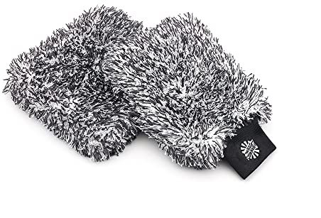 The Rag Company - The Cyclone Ultra Wash Mitt 8in x 9in and Cyclone Ultra Wash Pad 10in x 10in - 70/30 Blend Korean Microfiber, Foam Padding, Scratch-Free, Lint-Free, Black (2-Pack)