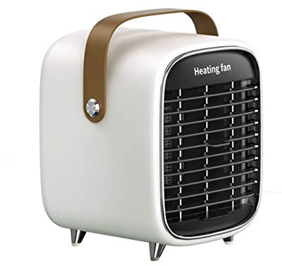 JSH Portable Electric Fan Heater | Energy Efficient 1000W Small Space Heating | Home Low Energy Student Room Desk Office Eco | Fast Heat in 5 Seconds (White)