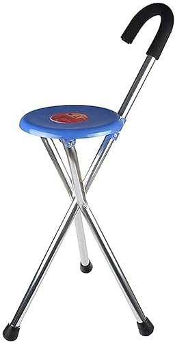 CAZARU Dreibeinhocker, Krücken, faltbar, Aluminiumrohr, Ltifunktionaler Gehhilfe, blau, 85 cm, älterer Kletterer, Reisefamilie