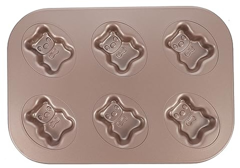 ABOOFAN Moule à Gâteau Ours 6 Pièces en Acier au Carbone Antiadhésif | Moules à Gâteaux de Dessin Animé, Usage Quotidien et Fêtes, Qualité Alimentaire