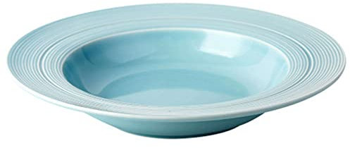 Platos hondos, cuenco de curry, plato hondo grande de cerámica con borde, ensaladera grande de pasta, filete. Apto for microondas y horno, plato llano, rosa, 9.4 x 9.4 x 1.8 in (color: azul, S (color: