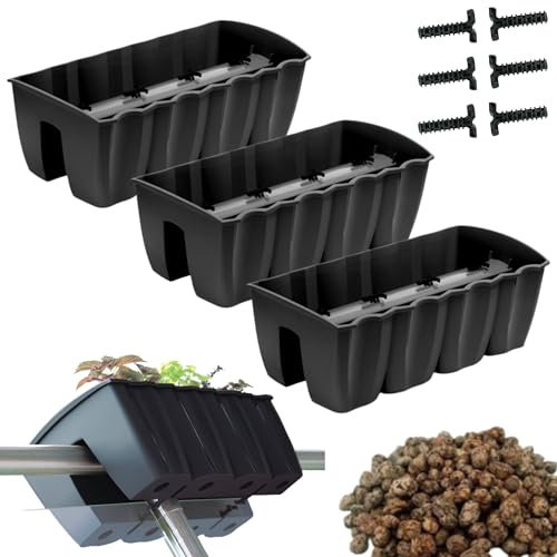 DIKEL 3X Bac à Balustrade - Pot de Fleurs pour intérieur et extérieur - Pot de Fleurs - Pot de Balcon - Pot décoratif - DCRO600 + Argile expansée 5l - 280x580x200mm - Anthracite