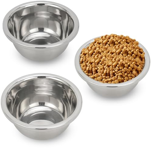 3 Pcs Stainless Steel Dog Bowls,Stainless Steel Metal Pet Bowls,3 Pack for Replacement Dog Bowl for Stand,Extra Large Metal Food and Water Dish Pet Bowls for Dogs, Raised Feeder(1400ml/48oz