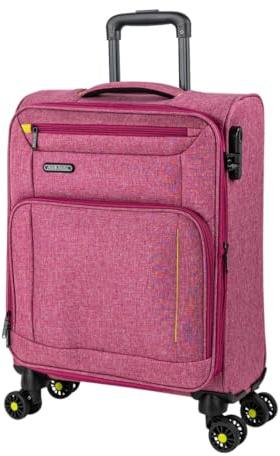 JASLEN - Mjuk Kabinväska Med Hjul - EVA Handbagageväska Med Teleskophandtag - Lätt Resväska Med Blixtlåsförsett Fack - Kabinbagage i 55cm, Fuchsia