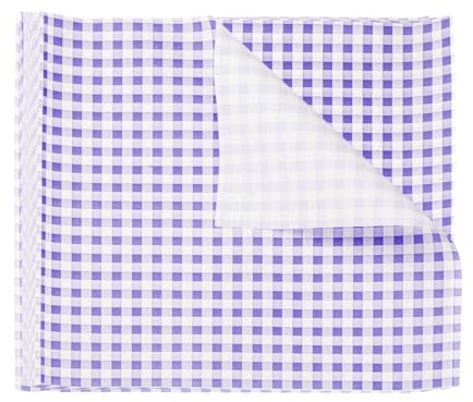 QUARKZMAN 30Pcs Papier Sulfurisé Feuilles de Papier Ciré à Carreaux Carrés 25cm x 25cm Papier Emballage Alimentaire Absorbant Huile pour Aliments Secs, Sandwichs, Pain, Hamburgers, Violet