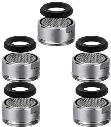 5 Pcs Water Saver Spout Filter Mesh Tap Head Faucet Aerator Replacement Parts Insert Nozzle, Anti Splash Kitchen Sink Aerator, Silver Water Saver Tap Filter, for Kitchen, Bathroom, Sink, Shower 24MM