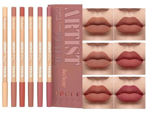Juego de 6 delineadores de labios mate color nude, resistentes al agua y de larga duración, a prueba de manchas (# 04)