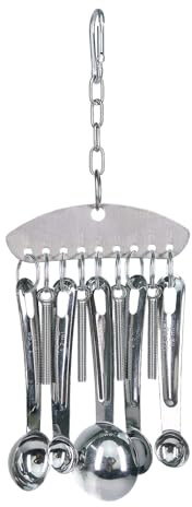 Jouet pour oiseaux en forme de cloche et d'anneau de cuillère – pour oiseaux en acier inoxydable, cuillères à ronger multifonctionnelles Tòys | Pendentif perroquet Toyy Bells pour conures, pins