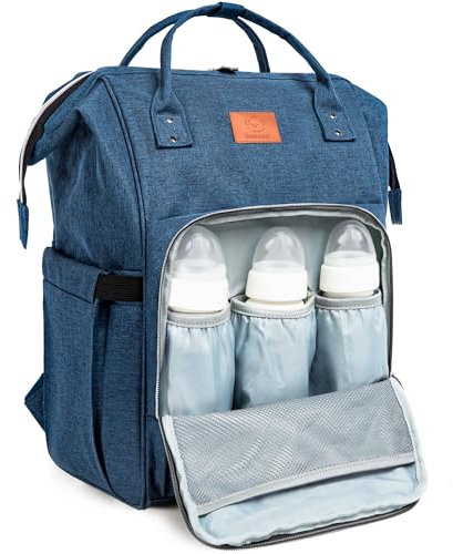 Blöjpåse Ryggsäck - Stor Vattentät Resa Babyväskor För Mamma och Pappa (Navy Blue)