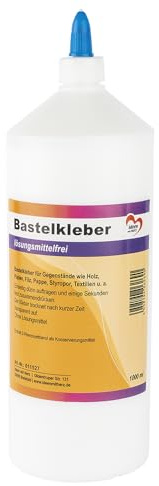 Ideen mit Herz Bastel-Kleber | flüssig Leim | auf Wasserbasis | lösungsmittelfrei | trocknet transparent | geeignet für Kinder | ideal für Holz, Papier, Fotos, Filz, Pappe, Textilien (1000ml)