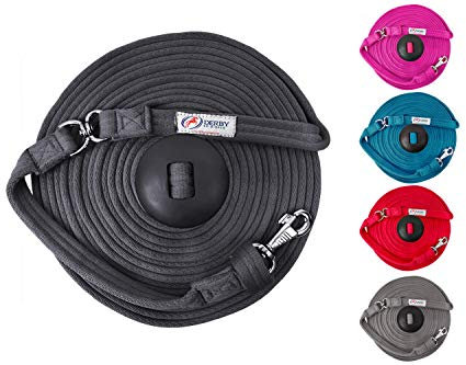 Paris Tack Derby Originals Premium Softgrip Longierleine mit Gummi-Stopper, 61 cm und 96 cm, Baumwolle, in 5 Farben erhältlich