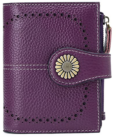 SENDEFN Geldbörse Damen Leder aus weichem Echtleder mit 16Kartenfächer Kurz Portemonnaie und Blocker RFID