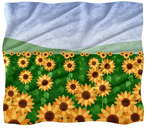 Fleece-Überwurfdecke, Sonnenblumen und Himmel, für Couch, Sofa oder Bett, gemütliche, weiche Decken