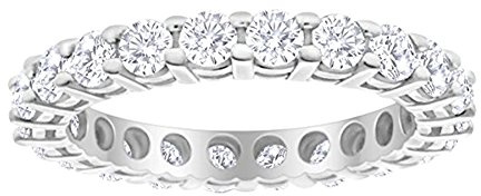 Houston Diamond District 1-10 Carat LAB GROWN Diamond Eternity Wedding Anniversary Stackable Ring Band for Women Ultra Premium Collection (E-F Color VS2-SI1 Clarity) 14K White Gold 1 Carat Size-7