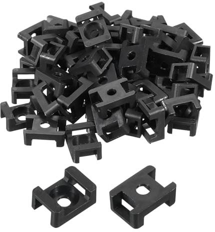 sourcing map 500pcs Cable Tie Base Saddle Type Mount Wire Holder, 22.3x15.9x9mm Wire Clips Organizer Holders Clamps for Electronic Wires Organized Black 0.17 Dia