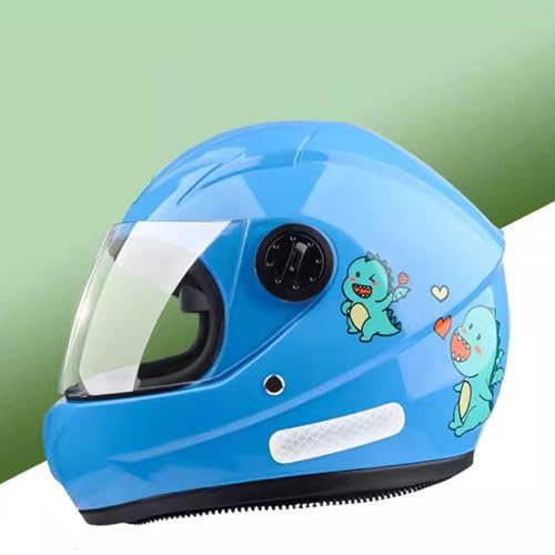 QJWMatic Kinder-Integral-Motorradhelm, Süßer Kinder-Moped-Jungen-Mädchen-Leichthelm Mit Sonnenblende Für 3–12 Jahre A,48-53cm
