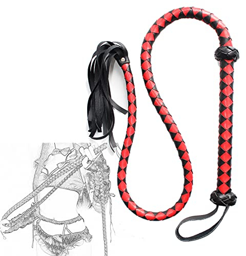 TRQOYTU Fouet Bull Whip Cuir Long 150 Cm Cravache Érotique Flogger SM Fouets De Bondage Avec Anneau De Suspension Cosplay Fétiche Jouets Sexuels Pour Adultes Jeux Sexuels
