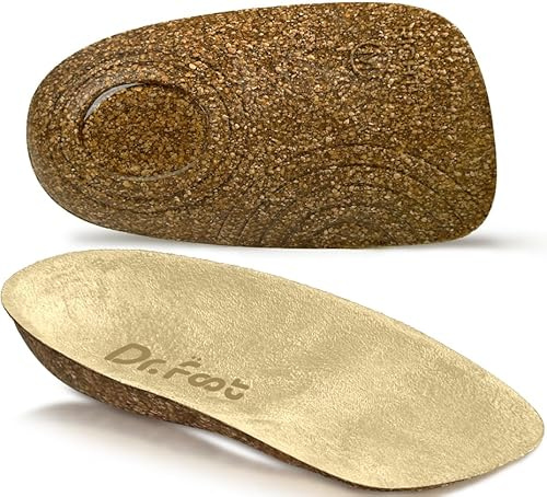 Dr.Foot Orthopedic Cork Heel Cups, Heel Cushions for Plantar Fasciitis Relief, Heel Pain and Heel Spurs for Men Women (Beige, Large (Women's 9-13, Men's 8-13))