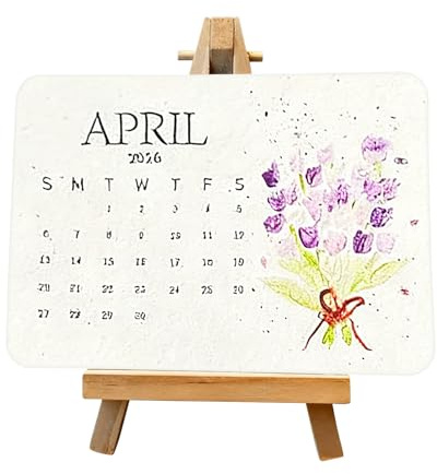 Plantable Seed Calendar 2026, 12 Months Eco-Friendly Plantable Love Seed Paper Desk Calendar With Stand, Nature Plant Calendars Planner For Students, College, Teachers, Kids, Home 14x10x1cm