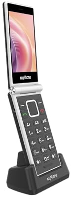 myPhone Tango 2 LTE téléphone à clapet Senior sans abonnement, téléphone Senior 4G avec Double écran, Grandes Touches, Station de Charge, Bouton SOS, Double SIM