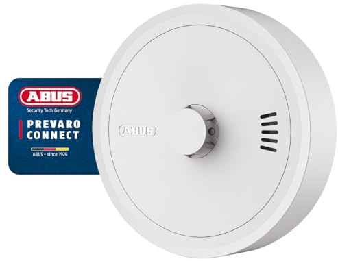ABUS Prevaro Connect - Detector de Calor Inalámbrico para Cocina, Baño, Garaje y Sótano, con Batería de 10 Años, Botón Grande de Prueba, Montaje Adhesivo y Soporte Magnético