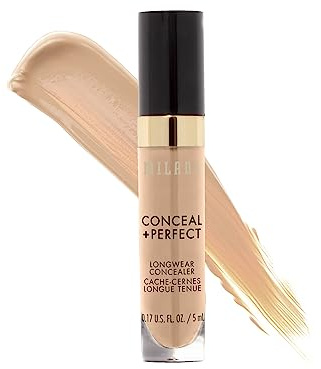 Milani Conceal + Perfect Longwear Concealer Full Coverage Infused with Hyaluronic Acid & Vitamin E, Cover Dark Circles, Blemishes & Skin Imperfections for Long-Lasting Wear - Medium Beige