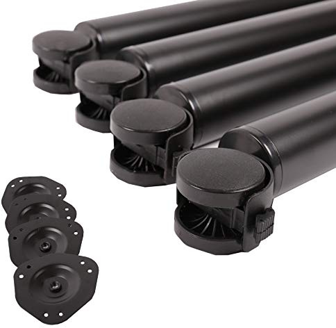 4er Set Tischbeine auf Rollen Tischfuss Möbelfuss rollbar 710mm mit Feststellbremse austauschbare Rolle (Schwarz)