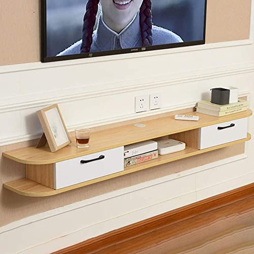 Uvency Wall Mounted Tv Cabinet, Environmental Protection Floating Tv Stand, Hanging Tv Cabinet Router Set-Top Box Rack/A / 100Cm/140Cm B/B