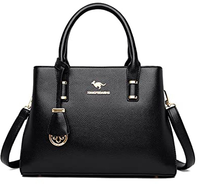 NICOLE & DORIS Mode Handtaschen Damen Elegant Henkeltasche PU Leder Satchel Handtasche Mittelgroß Tote Tasche Frauen Schultertaschen Umhängetasche für Büro Shopper Alltags Schwarz