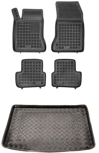 MOTOS Satz Gummifußmatten und PE Kofferraumwanne für Mercedes-Benz B-Klasse W246 2011-2018 Verbessern Sie Ihren Reisekomfort mit Antirutschmatte Auto - Allwetter fußmatten Auto, Schutz vor Verschmutzu