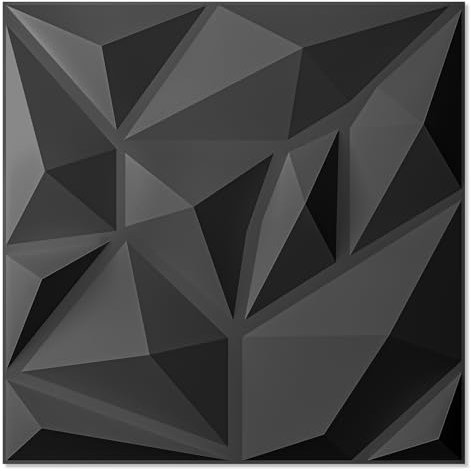 Art3d Pannelli da parete 3D per decorazione da parete in PVC con diamante per gaming, soggiorno, sfondo TV, 30 x 30 cm, colore nero, 20 pezzi