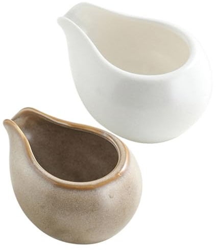 iplusmile Jarra De Leche Pequeña De Cerámica Blanca, Diseño Liviano y Práctica, Dispensador Para Café y Salsa, Adecuado Para Uso Hogar y Cocina, Set De 2 Piezas