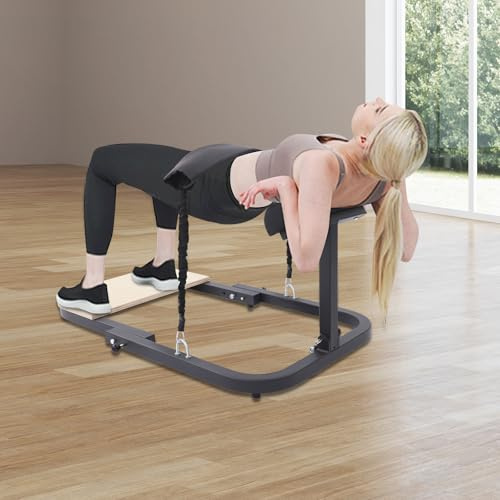 Hip Thrust Hantelbank für Gesäßmuskeltraining, Faltbar Hochwiderstands-Fitnessbank mit 2 Widerstand, hochdichtem Kissen und rutschfester Platte, bis 150 kg belastbar