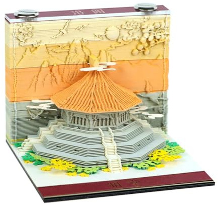 4 Types Calendrier Chinois 3D Bloc-notes Château 3D Bloc-mémos Calendrier 2026 Bloc-notes Artistique Cadeau d'anniversaire Cubes de Papier 3D