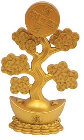 SANSWUNIU 1 Pieza Árbol de la Suerte de Oro，Árbol de Dinero Cristal Amarillo，Árbol Monedas Feng Shui Bonsai，Arte Decoración，para Riqueza,Adecuado Decorar Oficinas(Color:Color 3)