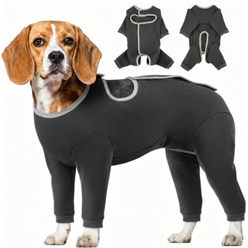 IECOii Hundebody,Hundebody nach OP,Genesungsanzug Hund nach Kastration,Wundschutzanzug mit Leckschutz,Halskrause Alternative für Rüde und Hündin,Recovery Suit Hund,Grau,L | Langärmeliger Hundebody nach Operationen, verhindert Lecken und schützt Bauchwunden, Ganzkörper-Hunde-Pyjama und OP-Anzug