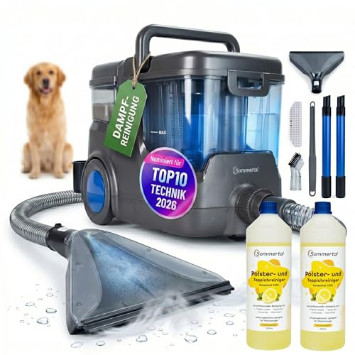 Sommertal HYDRO 9000 MAX Waschsauger | 1000W, 28kPa, inkl. 2L Reiniger | Teppichreiniger & Polsterreiniger, Dampfsauger & Nasssauger, für Teppich, Sofa, Auto-Innenraum, Matratzen & Sitzmöbel