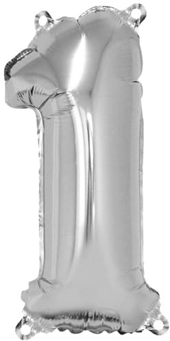 Rayher Ballon gonflable chiffre 1, anniversaire, jubilé, 40 cm argenté, 87033606
